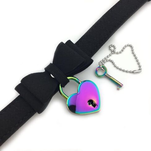 Succuba Bell Choker Collar Necklace Lolita Bow Padlock Collar Choker Necklace Kitty Velvet Necklace for Women and Men in Kuwait