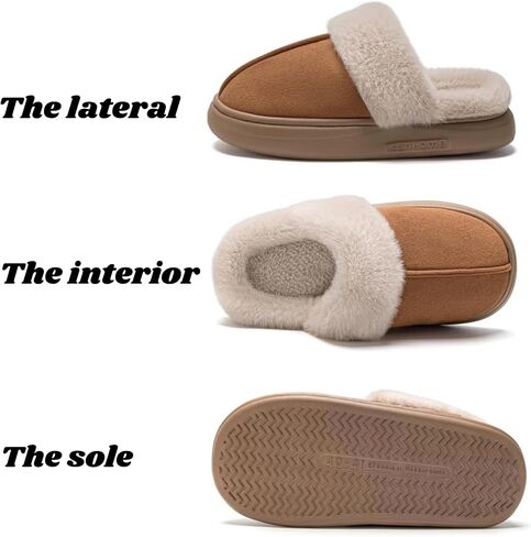 Slippers for Women Suede Womens Slippers, House Slippers for Woman Non-slip House Shoes, Slippers for Women Indoor and Outdoor Fuzzy Slippers Women with Memory Foam in Saudi Arabia