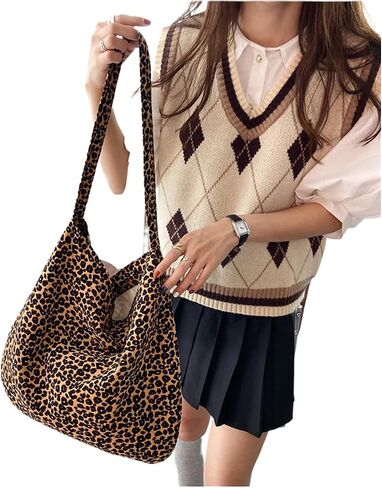 Leopard Shoulder Bag for Women Soft & Lightweight Large Tote Purse Handbag Travel Satchel Women's Gift in Kuwait