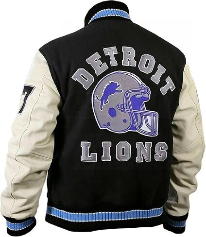 D' URBAN & CO. جاكيت بيسبول رجالي Axel Foley Detroit Beverly Hills Cop Eddie Murphy - سترة بيسبول من الصوف الأسود (الولايات المتحدة، ألفا، كبير، عادي، أسود وأبيض) in Saudi Arabia