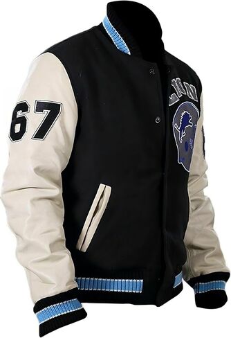 D' URBAN & CO. جاكيت بيسبول رجالي Axel Foley Detroit Beverly Hills Cop Eddie Murphy - سترة بيسبول من الصوف الأسود (الولايات المتحدة، ألفا، كبير، عادي، أسود وأبيض) in Saudi Arabia