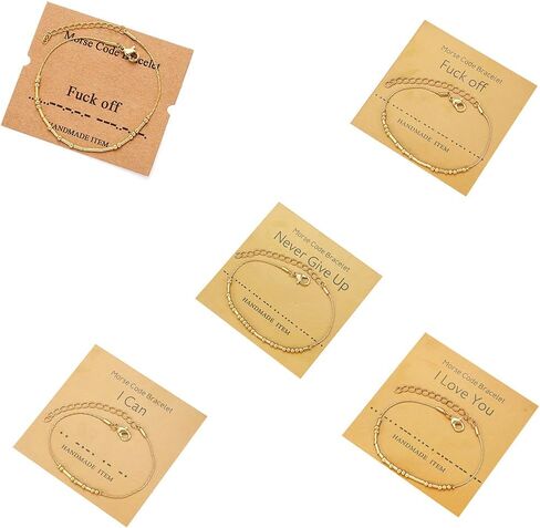 تخزين ستوفرز ملابس العطلة للنساء 2024 أساور رمز مورس للنساء أساور ملهمة هدايا الصداقة أساور رقيقة قابلة للتعديل سوار مضحك للأصدقاء (A2) in Kuwait