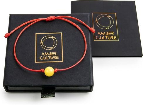 سوار من سلسلة العنبر باللون الأحمر من Amber Culture - صداقة طبيعية مصنوعة يدويًا معتمدة وسوار ساحر للحظ السعيد ملفوف في صندوق هدايا للجنسين البالغين in Kuwait