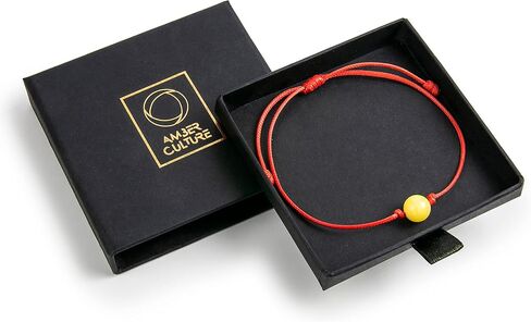 سوار من سلسلة العنبر باللون الأحمر من Amber Culture - صداقة طبيعية مصنوعة يدويًا معتمدة وسوار ساحر للحظ السعيد ملفوف في صندوق هدايا للجنسين البالغين in Kuwait