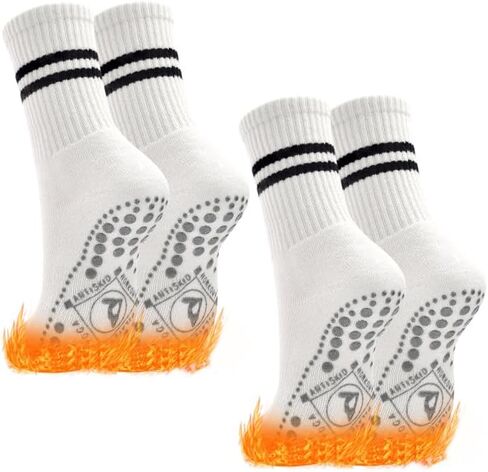 Pilates Grip Socks Non Slip Yoga Socks for Women Lady Anti-Skid Thickened Athletic Socks Barre Gym 2/4 Pairs in Kuwait