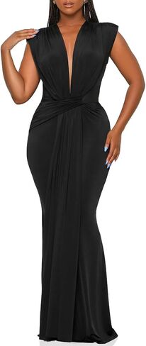 Ekaliy Elegant Bodycon Dresses for Women Deep V Neck Maxi Dress Mermaid Long Dress in Saudi Arabia