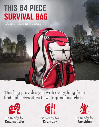 ReadyWise Emergency Survival Gear – Tactical Military Backpack, Camping Essentials Bug Out Bag & Survival Kit, Prepper & Hurricane Supplies, Meal Pouches with up to 25 Year Shelf Life, 64 Piece in Saudi Arabia