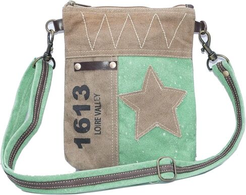 Upcycled Canvas Crossbody Bag for Women | Western Leather Crossbody Bag for Women with Leather Star Accent Leather Fringes in Saudi Arabia