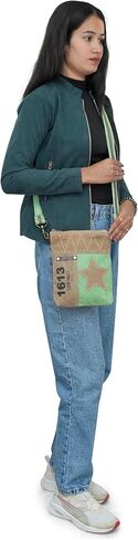 Upcycled Canvas Crossbody Bag for Women | Western Leather Crossbody Bag for Women with Leather Star Accent Leather Fringes in Saudi Arabia