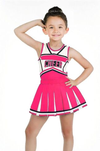Danzcue Cheerleader Costume for Girls, Cheerleader Dress, Cheerleading Uniform for Halloween Cosplay Gifts, Pink, Medium in Kuwait