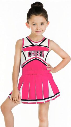 Danzcue Cheerleader Costume for Girls, Cheerleader Dress, Cheerleading Uniform for Halloween Cosplay Gifts, Pink, Medium in Kuwait