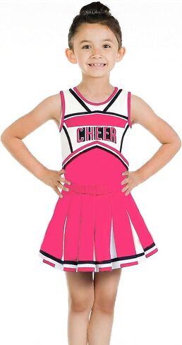 Danzcue Cheerleader Costume for Girls, Cheerleader Dress, Cheerleading Uniform for Halloween Cosplay Gifts, Pink, Medium in Kuwait