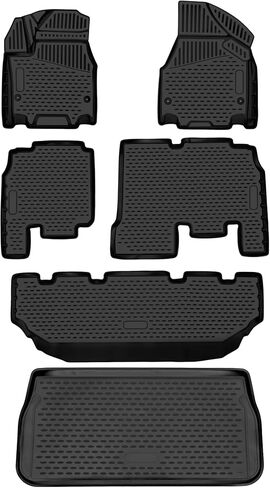 Fits 2017-2025 Chrysler Pacifica Floor mats 7 or 8 Passenger Model (No Hybrid Models) and 2021 Voyager Liner Set 3D Custom Fit All-Weather Full Set Liners, Black (All Models) in Saudi Arabia