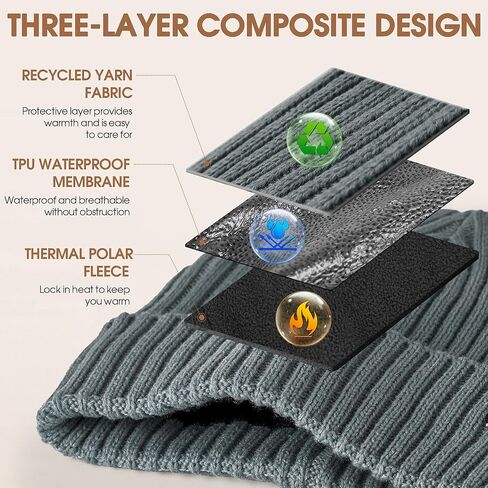 قبعة شتوية Sukeen للرجال والنساء مبطنة بالصوف، قبعة شتوية دافئة ناعمة مقاومة للماء، قبعة جمجمة للطقس البارد in Kuwait