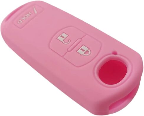 Silicone Rubber Key Fob Cover Compatible with (3 Buttons) 2010-2019 Mazda 3 6 CX-3 CX-5 CX-7 CX-9 (Black Pink) in Saudi Arabia