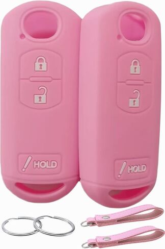 Silicone Rubber Key Fob Cover Compatible with (3 Buttons) 2010-2019 Mazda 3 6 CX-3 CX-5 CX-7 CX-9 (Black Pink) in Saudi Arabia