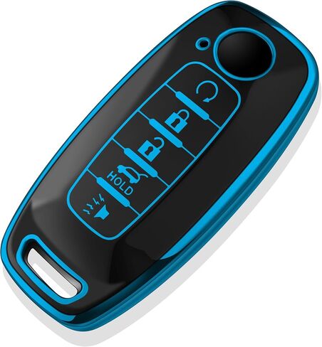 غطاء Tukellen Key Fob لسيارة Nissan، 2023 2024 Rouge Pathfinder Versa 4Runner حماية ذكية لمفتاح السيارة، غطاء ناعم من مادة TPU، فضي (5 أزرار) in Kuwait