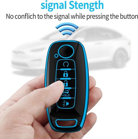 غطاء Tukellen Key Fob لسيارة Nissan، 2023 2024 Rouge Pathfinder Versa 4Runner حماية ذكية لمفتاح السيارة، غطاء ناعم من مادة TPU، فضي (5 أزرار) in Kuwait