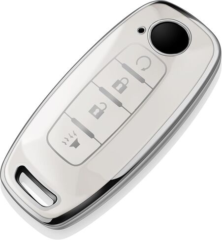 غطاء Tukellen Key Fob لسيارة Nissan، 2023 2024 Rouge Pathfinder Versa 4Runner حماية ذكية لمفتاح السيارة، غطاء ناعم من مادة TPU، فضي (5 أزرار) in Kuwait