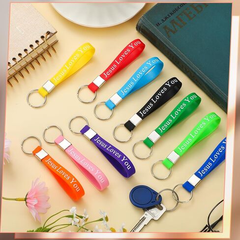Sasylvia 100 قطعة يسوع يحبك سيليكون سلاسل المفاتيح المسيحية الكتاب المقدس الآية سلاسل المفاتيح السائبة ملهمة الدينية سيليكون سلسلة المفاتيح المسيحية هدية للكنيسة (متعددة الألوان، الكلاسيكية) in Kuwait