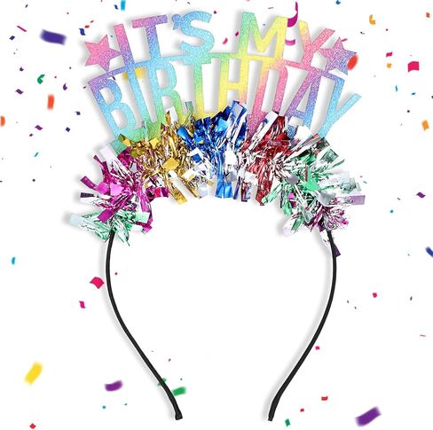 Its My Birthday Headband,Colorful Birthday Headband, Glitter Rainbow Tassel Tiara Birthday Crowns for Women Party,Sweet Happy Birthday Tiara Accessories for Kids Toddlers Girls Women in Saudi Arabia