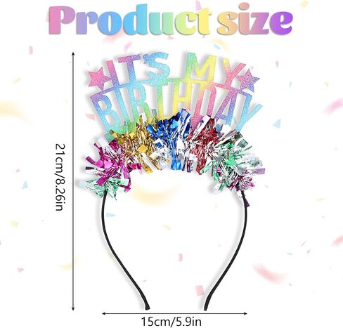 Its My Birthday Headband,Colorful Birthday Headband, Glitter Rainbow Tassel Tiara Birthday Crowns for Women Party,Sweet Happy Birthday Tiara Accessories for Kids Toddlers Girls Women in Saudi Arabia