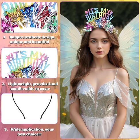 Its My Birthday Headband,Colorful Birthday Headband, Glitter Rainbow Tassel Tiara Birthday Crowns for Women Party,Sweet Happy Birthday Tiara Accessories for Kids Toddlers Girls Women in Saudi Arabia
