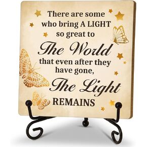 There are Some Who Bring A Light So Great to The World Wood Plaque Sign With Stand, Butterfly Desk Sign Decor for Home Farmhouse Table Shelf, Memorial Gifts for Loss of Loved On, Christmas Ornament