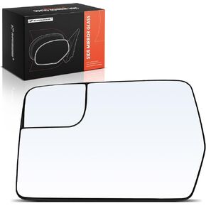 A-Premium Left Driver Side Heated Mirror Glass with Backing Plate - Compatible with Ford F-150 F150 2011 2012 2013 2014 - Exterior Side View Flat Mirror with Spotter Glass