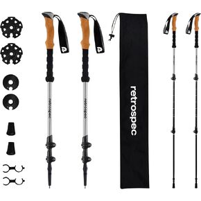 Retrospec Solstice Hiking Poles for Men & Women - Adjustable and Collapsible Lightweight Walking & Trekking Sticks - Aluminum w/ Cork or Foam Grip