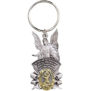 St Christopher with Guardian Angel Silver & Gold Keychain