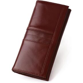 Slim Wallet for Women RFID Blocking Long Ladies Wallet Bifold Womens Leather Wallet with Coin Pocket ID Window, Black