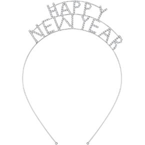 Frcolor Happy New Year Headband Crystal Sparkly New Years Eve Tiara Holiday Nye Crown Hair Accessory for Women