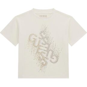 GUESS Girls' Short Sleeve Rhinestone T-Shirt