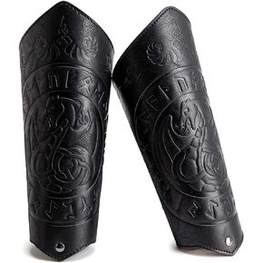 Steampunk Faux Leather Arm Guard Viking Knight Arm Wrist Bracers Gauntlet LARP Costume Armor Cuffs for Women and Men One Pair