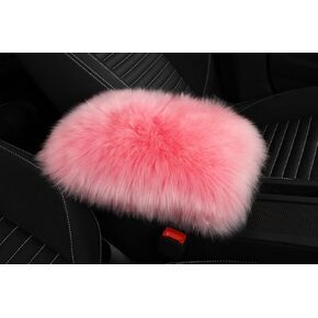 Auto Center Console Pad Furry Sheepskin Wool Car Armrest Seat Box Cover Protector Universal Fit (W-Purple) (Long-Purple)
