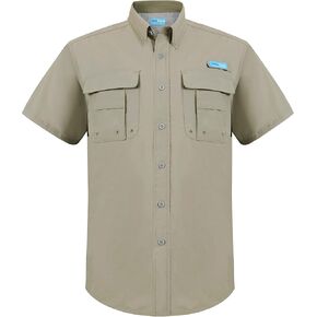 Men's UV UPF 50+ Fishing Shirts for Men Sun Protection Soild Breathable Fast Dry SPF Hiking Short Sleeve Shirt