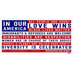 In Our America Black Lives Matter and Love Wins Diversity Car Magnet Magnetic Bumper Sticker 7.75-by-3.75 Inches