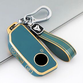 Soft TPU Key Fob Cover, Compatible with BMW 2023 2024 2025 New 5/7 Series 740i 760i X1 X5 X6 X7 XM IX IX3 I5 I7 etc, 360 Degree Remote Protector Case, with Keychain, White and Gold
