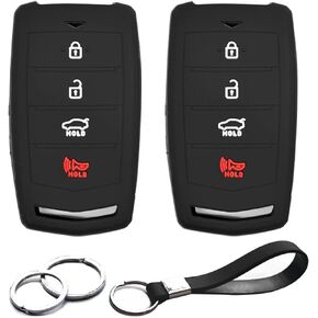 2pcs Compatible with Hyundai Genesis G70 G80 G90 Smart 4 Buttons Black Key Fob Cover Case Key Chain Protector Keyless Remote Holder SY5HIFGEO4