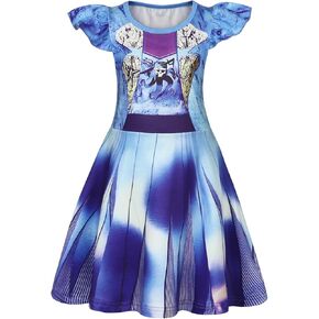 Jurebecia Girls Nightgowns Descendants Princess Nightdress Flutter Sleeves Pajamas Sleepwear for Toddler Kids