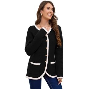 Women’s Knit Cardigan Sweaters Casual Long Sleeve Open Front Button Down Trendy Winter Outerwear Coat with Pockets