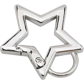 Silver Star Shaped Stainless Steel Keychain Clip Carabiner Snap Hook Holder Star Carabiner Hook Clip Key Holder Carabiner Clip for Keys and Wallet with Key Chain Rings Accessories