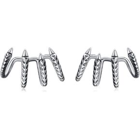 Dragon Earrings 925 Sterling Silver Goth Dragon Claw Stud Earrings Gothic Punk Viking Dragon Christmas Jewelry for Women Men Unisex
