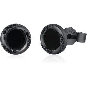 Stud Earrings for Men 925 Sterling Silver Black Onyx Stud Earrings Jewelry Gift for Women