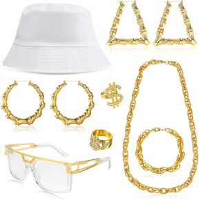 EIELO 80s 90s Accessories Outfit for Woman Men Hip Hop Costume Kit Old School Rapper DJ Outfits