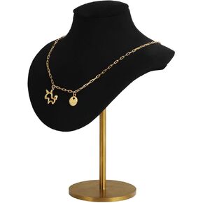 GemeShou Beige necklace holder for girls, Velvet hanging necklace organizer, Small jewelry bust display for selling【Beige-Height 7.48 inch】