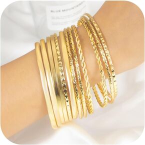 Harry and Henry Gold Bracelets for Women Gold Bangles Stackable Bracelet Boho Indian Bangles Gold Bracelet Stack Non Tarnish Bangle Jewelry Gift