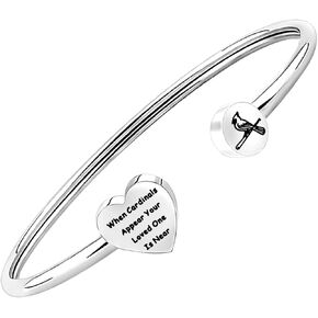 LQRI Memorial Jewelry Sympathy Gift When Cardinals Appear Your Loved One is Near Cuff Bangle Cardinal Memorial Bracelet