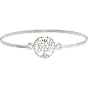 Silverly 925 Sterling Silver Tree of Life Bracelet for Women - Celtic Charm Solid Silver Bangle for Stacking - Hook Pressure Clasp - Friendship Bracelet for Daughter
